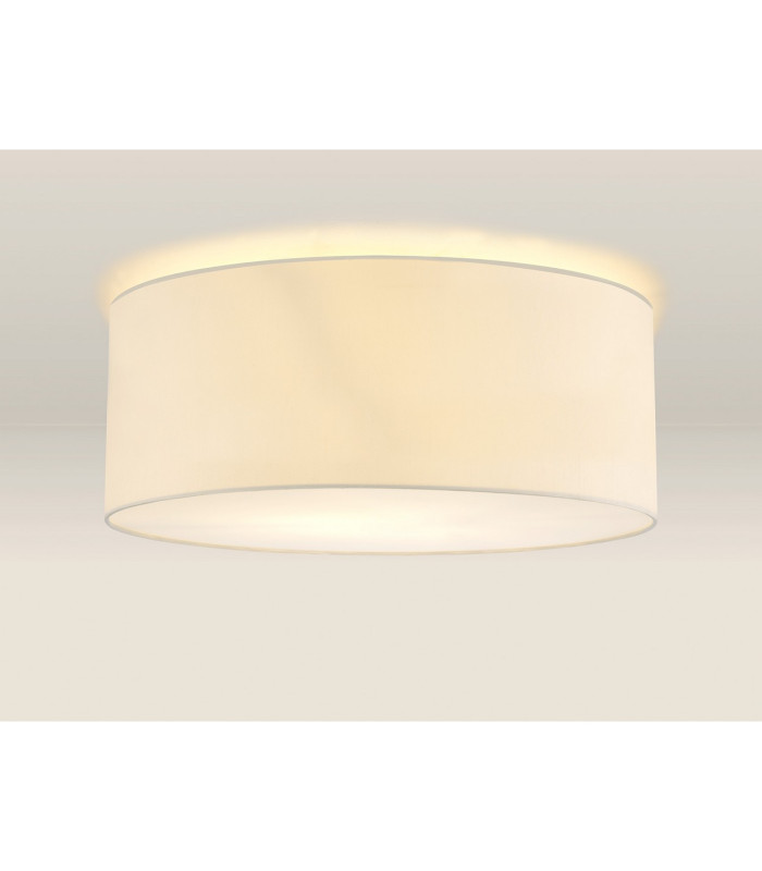 Baymont White 3 Light E27 Universal Flush Ceiling Fixture With 60cm x 22cm Faux Silk Shade Ivory Pearl/White Laminate-2