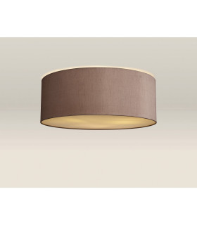 Baymont White 3 Light E27 Universal Flush Ceiling Fixture With 60cm x 22cm Dual Faux Silk Shade Taupe/Halo Gold-2