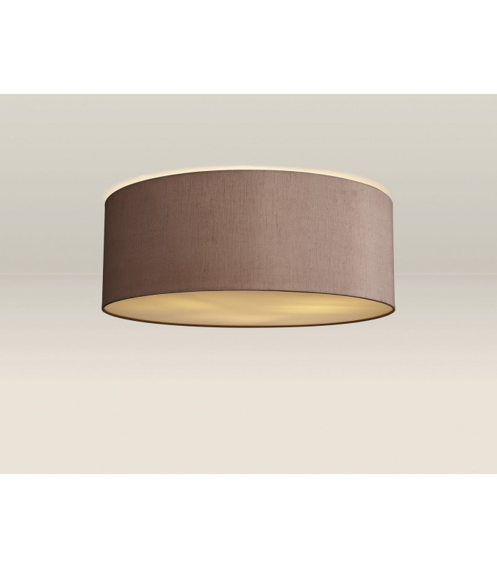 Baymont White 3 Light E27 Universal Flush Ceiling Fixture With 60cm x 22cm Dual Faux Silk Shade Taupe/Halo Gold-2