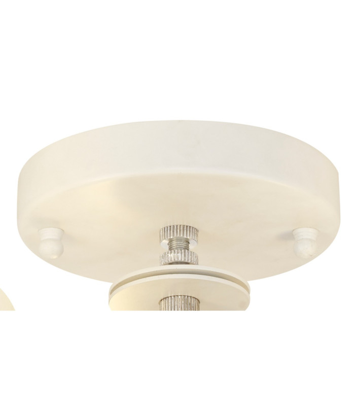 Baymont White 3 Light E27 Universal Flush Ceiling Fixture With 60cm x 22cm Faux Silk Shade Ivory Pearl/White Laminate-6