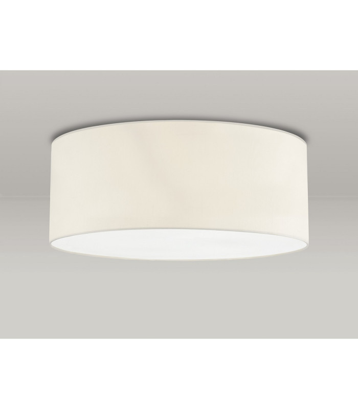 Baymont White 3 Light E27 Universal Flush Ceiling Fixture With 60cm x 22cm Faux Silk Shade Ivory Pearl/White Laminate-12