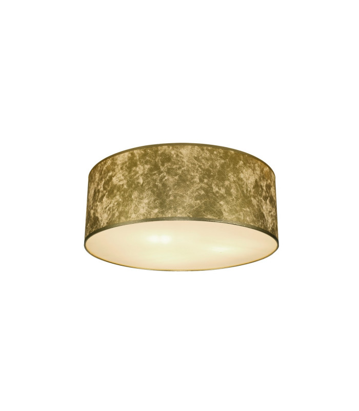 Baymont White 3 Light E27 Universal Flush Ceiling Fixture With 60cm x 22cm Gold Leaf With White Lining Shade-1