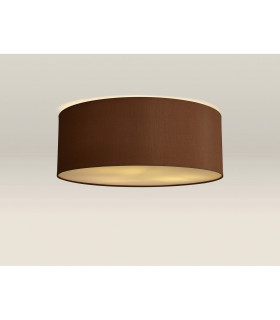 Baymont White 3 Light E27 Universal Flush Ceiling Fixture With 60cm x 22cm Dual Faux Silk Shade Raw Cocoa/Grecian Bronze-2
