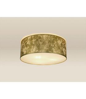 Baymont White 3 Light E27 Universal Flush Ceiling Fixture With 60cm x 22cm Gold Leaf With White Lining Shade-2