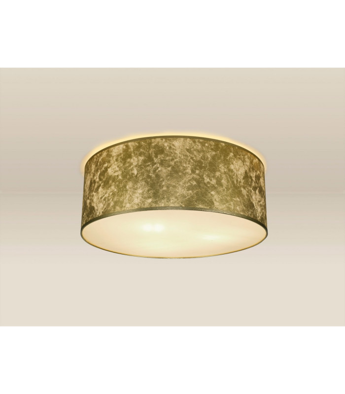 Baymont White 3 Light E27 Universal Flush Ceiling Fixture With 60cm x 22cm Gold Leaf With White Lining Shade-2