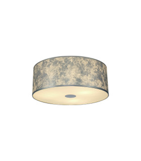 Baymont White 3 Light E27 Universal Flush Ceiling Fixture With 60cm x 22cm Silver Leaf With White Lining Shade-1
