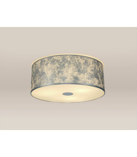 Baymont White 3 Light E27 Universal Flush Ceiling Fixture With 60cm x 22cm Silver Leaf With White Lining Shade-2