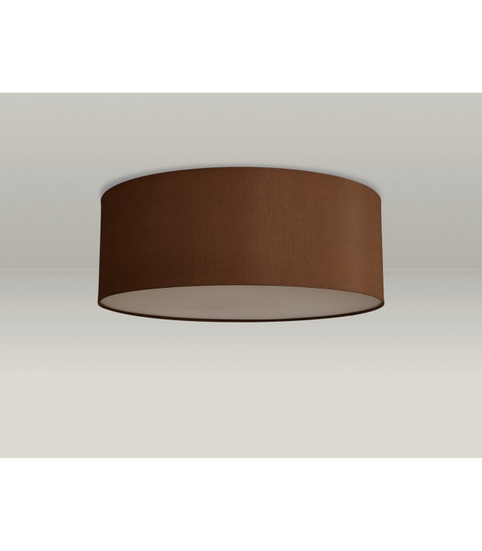 Baymont White 3 Light E27 Universal Flush Ceiling Fixture With 60cm x 22cm Dual Faux Silk Shade Raw Cocoa/Grecian Bronze-12
