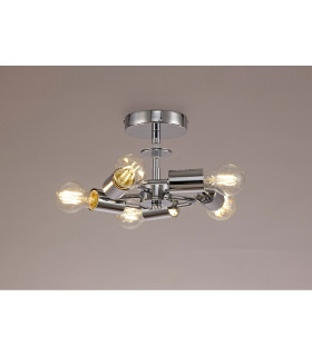 Baymont 28cm Polished Chrome 5 Light E27 Universal Drop Flush  Suitable For A Vast Selection Of Shades-2