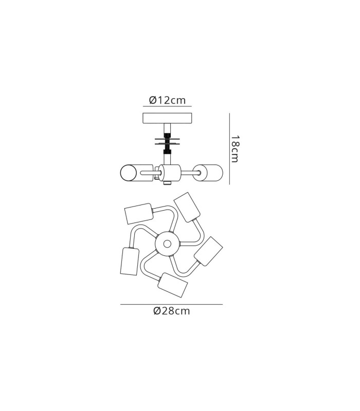 Baymont 28cm Polished Chrome 5 Light E27 Universal Drop Flush  Suitable For A Vast Selection Of Shades-3