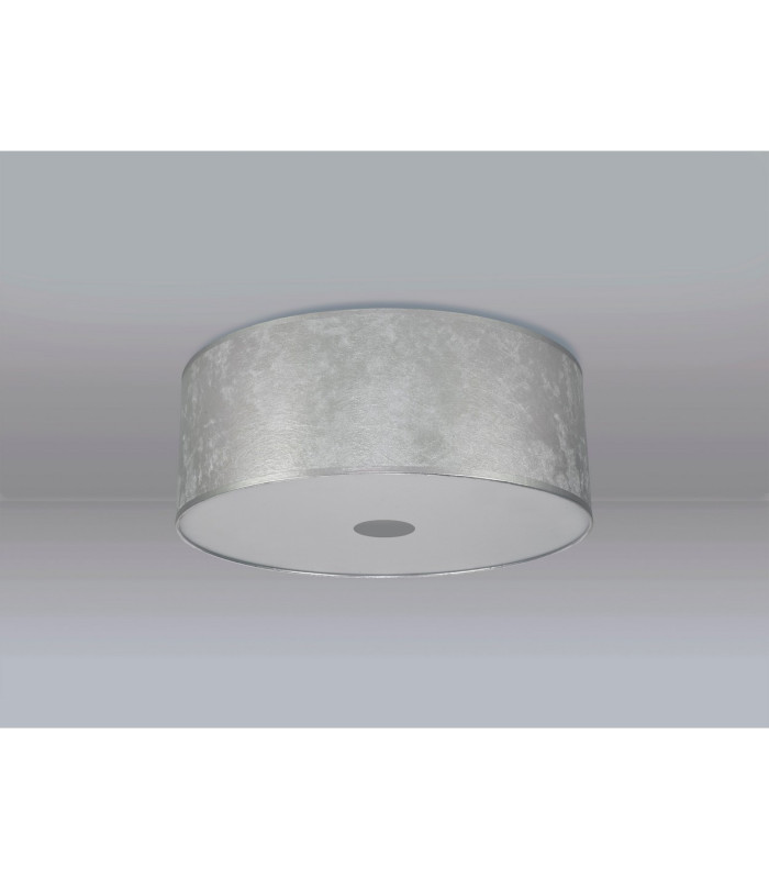 Baymont White 3 Light E27 Universal Flush Ceiling Fixture With 60cm x 22cm Silver Leaf With White Lining Shade-13