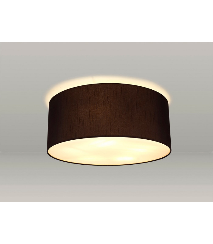 Baymont White 5 Light E27 Universal Flush Ceiling Fixture With 50cm x 20cm Faux Silk Shade Black/White Laminate-2