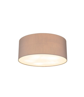 Baymont White 5 Light E27 Universal Flush Ceiling Fixture With 50cm x 20cm Faux Silk Shade Grey/White Laminate-1