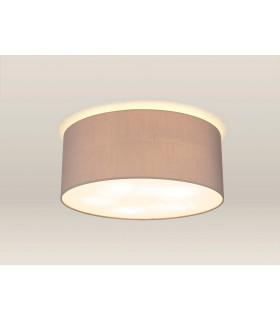 Baymont White 5 Light E27 Universal Flush Ceiling Fixture With 50cm x 20cm Faux Silk Shade Grey/White Laminate-2