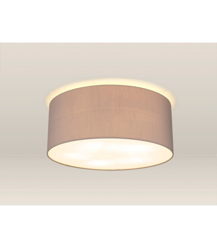 Baymont White 5 Light E27 Universal Flush Ceiling Fixture With 50cm x 20cm Faux Silk Shade Grey/White Laminate-2
