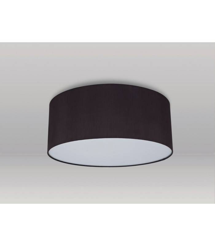 Baymont White 5 Light E27 Universal Flush Ceiling Fixture With 50cm x 20cm Faux Silk Shade Black/White Laminate-12
