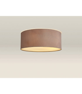 Baymont White 5 Light E27 Universal Flush Ceiling Fixture With 50cm x 20cm Dual Faux Silk Shade Taupe/Halo Gold-2