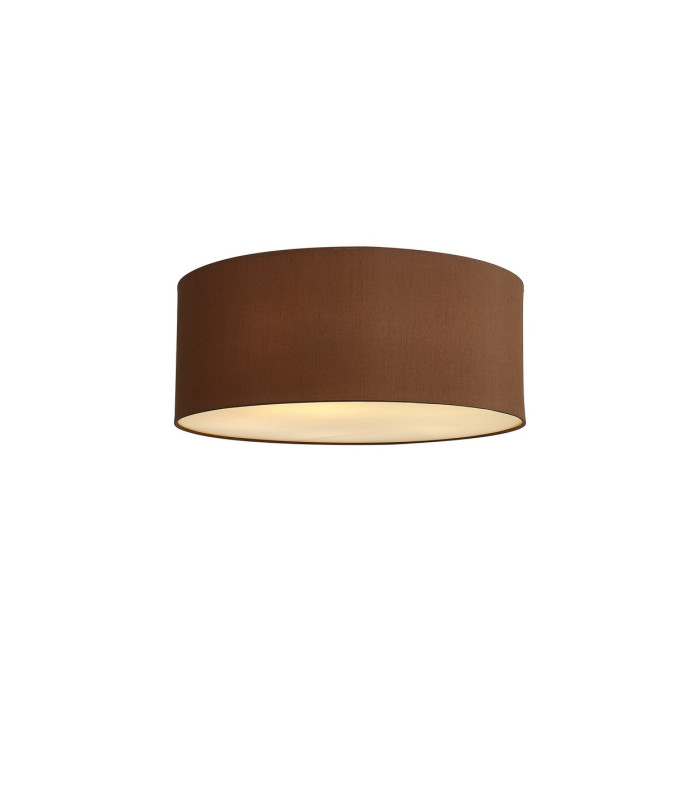 Baymont White 5 Light E27 Flush Ceiling Fixture With 50cm x 20cm Dual Faux Silk Shade Raw Cocoa/Grecian Bronze-1