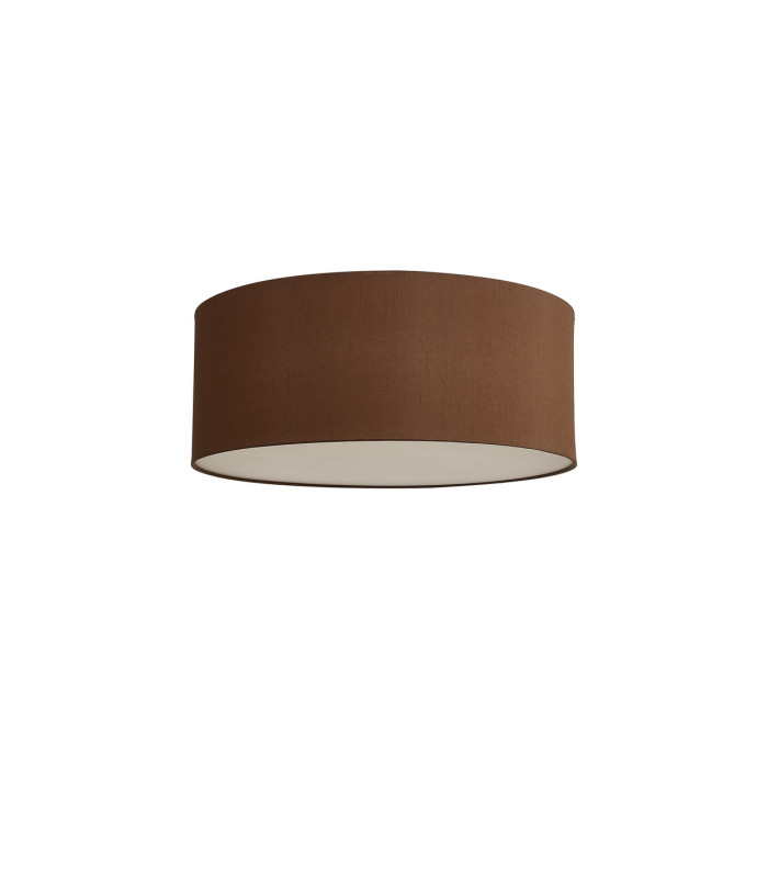 Baymont White 5 Light E27 Flush Ceiling Fixture With 50cm x 20cm Dual Faux Silk Shade Raw Cocoa/Grecian Bronze-4