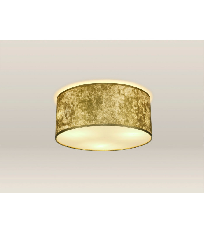 Baymont White 5 Light E27 Universal Flush Ceiling Fixture With 50cm x 20cm Gold Leaf With White Lining Shade-2