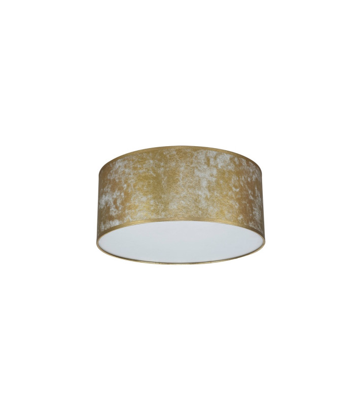 Baymont White 5 Light E27 Universal Flush Ceiling Fixture With 50cm x 20cm Gold Leaf With White Lining Shade-4