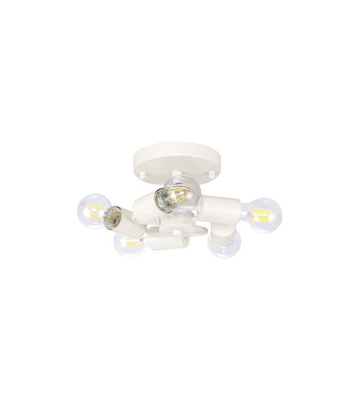 Baymont White 5 Light E27 Universal Flush Ceiling Fixture With 50cm x 20cm Gold Leaf With White Lining Shade-5