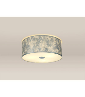 Baymont White 5 Light E27 Universal Flush Ceiling Fixture With 50cm x 20cm Silver Leaf With White Lining Shade-2