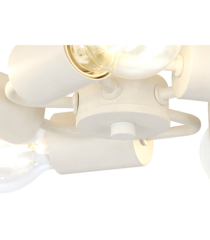 Baymont White 5 Light E27 Universal Flush Ceiling Fixture With 50cm x 20cm Gold Leaf With White Lining Shade-7