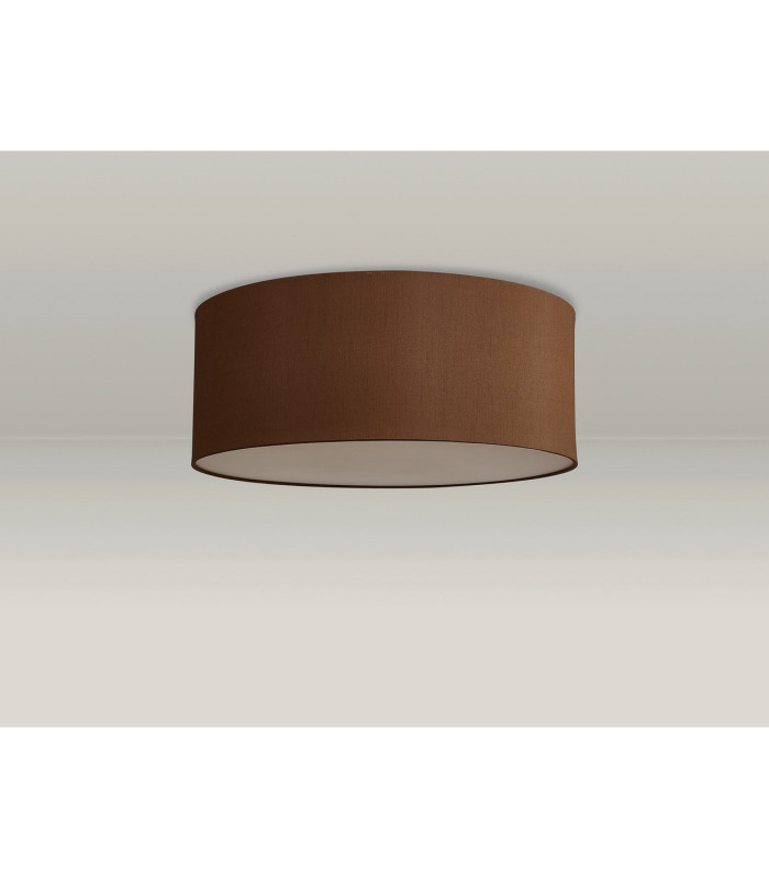 Baymont White 5 Light E27 Flush Ceiling Fixture With 50cm x 20cm Dual Faux Silk Shade Raw Cocoa/Grecian Bronze-12