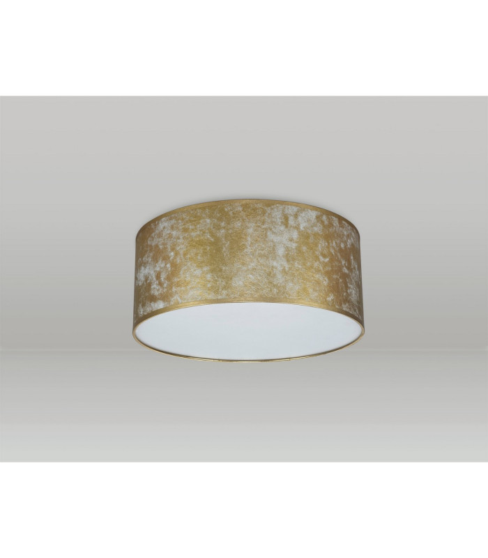 Baymont White 5 Light E27 Universal Flush Ceiling Fixture With 50cm x 20cm Gold Leaf With White Lining Shade-12