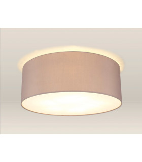 Baymont White 5 Light E27 Universal Flush Ceiling Fixture With 60cm x 22cm Faux Silk Shade Grey/White Laminate-2