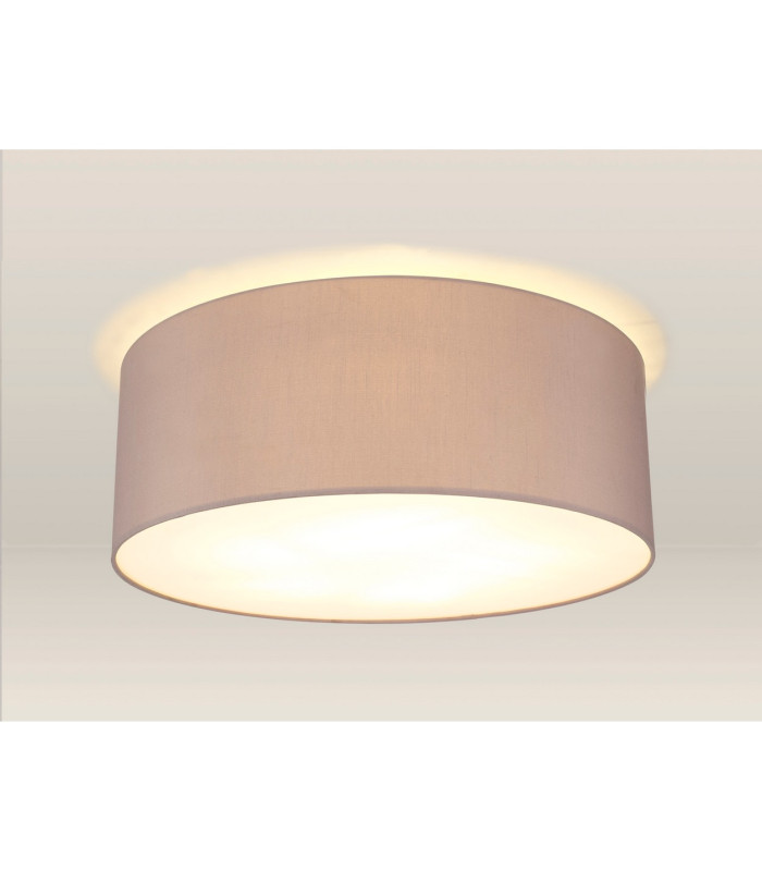 Baymont White 5 Light E27 Universal Flush Ceiling Fixture With 60cm x 22cm Faux Silk Shade Grey/White Laminate-2