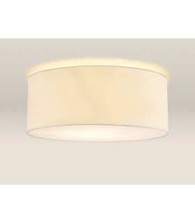 Baymont White 5 Light E27 Universal Flush Ceiling Fixture With 60cm x 22cm Faux Silk Shade Ivory Pearl/White Laminate-2