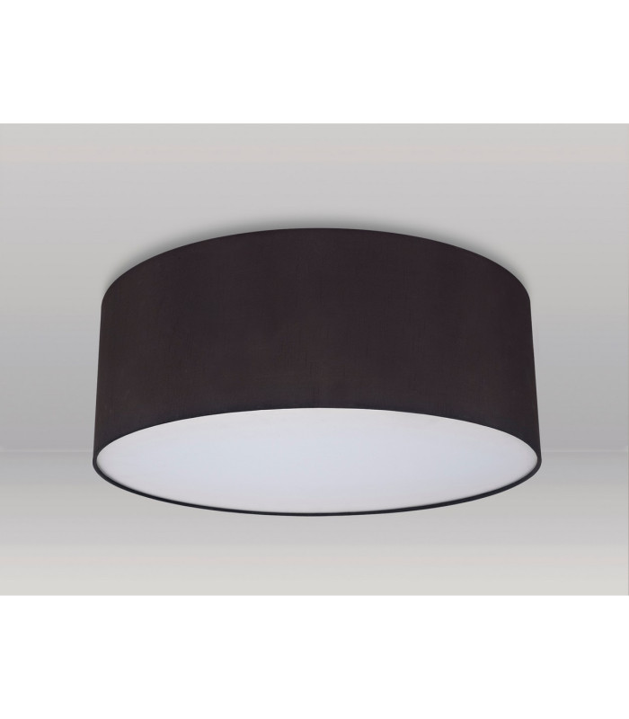Baymont White 5 Light E27 Universal Flush Ceiling Fixture With 60cm x 22cm Faux Silk Shade Black/White Laminate-12
