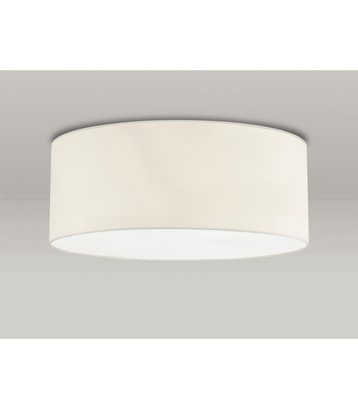 Baymont White 5 Light E27 Universal Flush Ceiling Fixture With 60cm x 22cm Faux Silk Shade Ivory Pearl/White Laminate-12