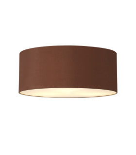 Baymont White 5 Light E27 Flush Ceiling Fixture With 60cm x 22cm Dual Faux Silk Shade Raw Cocoa/Grecian Bronze-1