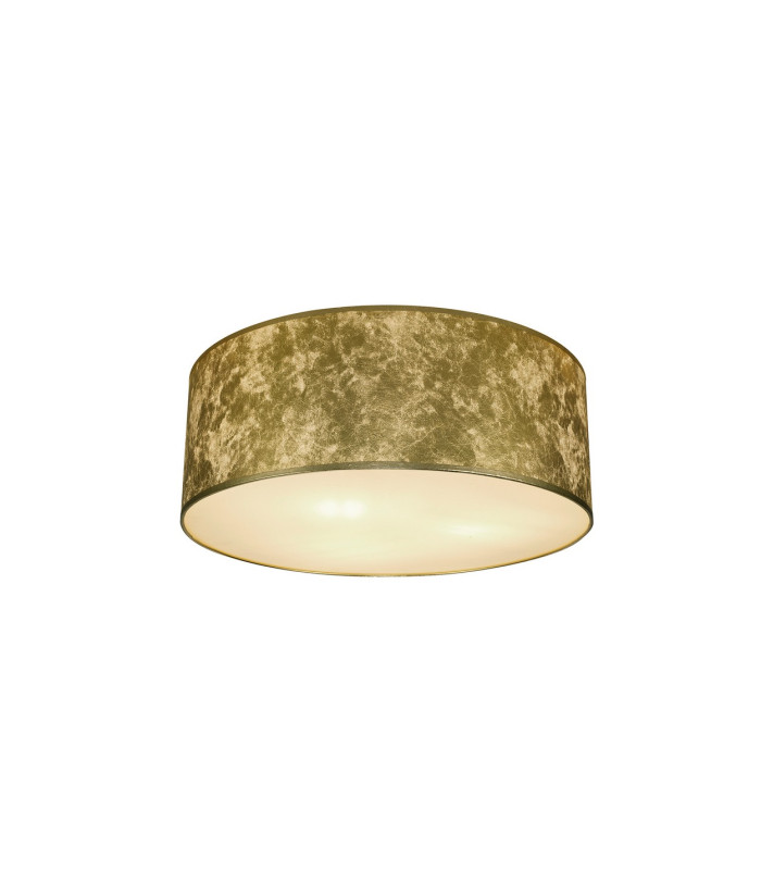 Baymont White 5 Light E27 Universal Flush Ceiling Fixture With 60cm x 22cm Gold Leaf With White Lining Shade-1
