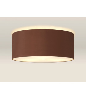 Baymont White 5 Light E27 Flush Ceiling Fixture With 60cm x 22cm Dual Faux Silk Shade Raw Cocoa/Grecian Bronze-2