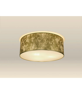 Baymont White 5 Light E27 Universal Flush Ceiling Fixture With 60cm x 22cm Gold Leaf With White Lining Shade-2