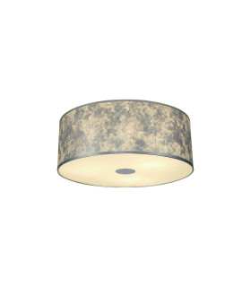 Baymont White 5 Light E27 Universal Flush Ceiling Fixture With 60cm x 22cm Silver Leaf With White Lining Shade-1