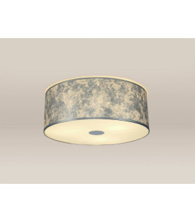 Baymont White 5 Light E27 Universal Flush Ceiling Fixture With 60cm x 22cm Silver Leaf With White Lining Shade-2