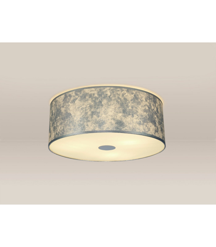 Baymont White 5 Light E27 Universal Flush Ceiling Fixture With 60cm x 22cm Silver Leaf With White Lining Shade-2