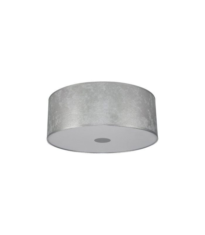 Baymont White 5 Light E27 Universal Flush Ceiling Fixture With 60cm x 22cm Silver Leaf With White Lining Shade-4