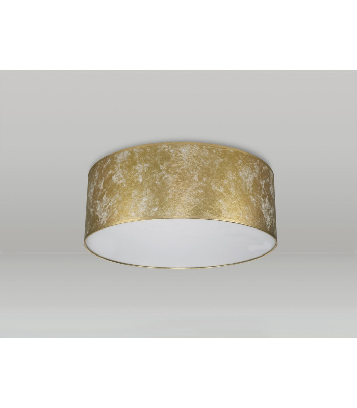 Baymont White 5 Light E27 Universal Flush Ceiling Fixture With 60cm x 22cm Gold Leaf With White Lining Shade-12