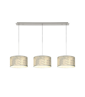 Baymont Polished Chrome 3 Light E27 Linear Pendant With 30cm x 17cm Silver Leaf Shade 2m-1