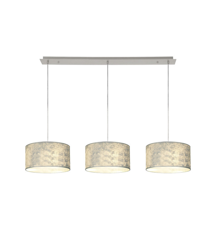 Baymont Polished Chrome 3 Light E27 Linear Pendant With 30cm x 17cm Silver Leaf Shade 2m-1