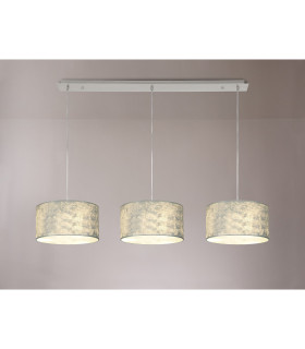 Baymont Polished Chrome 3 Light E27 Linear Pendant With 30cm x 17cm Silver Leaf Shade 2m-2