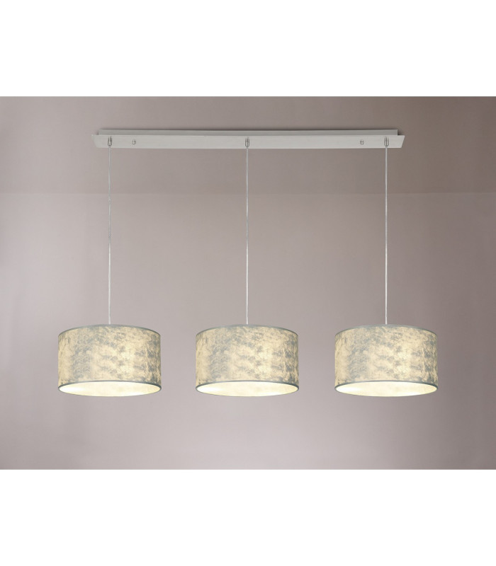 Baymont Polished Chrome 3 Light E27 Linear Pendant With 30cm x 17cm Silver Leaf Shade 2m-2