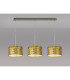 Baymont Antique Brass 3 Light E27 Linear Pendant With 30cm x 17cm Gold Leaf Shade 2m-2