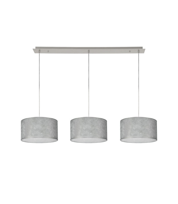 Baymont Polished Chrome 3 Light E27 Linear Pendant With 30cm x 17cm Silver Leaf Shade 2m-4